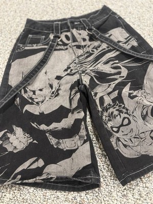 Romwe Batman & Robin Women s Size Sm Suspenders Shorts Jean Graphics Y2K
