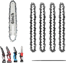 6 Inch Chainsaw Chain and Guide Bar, Replacement Chain Saw Bar and Chains for 6