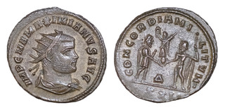 Maximianus Herculius 286 305 Antoninianus Æ silvered 21 mm 3 8g Concordia