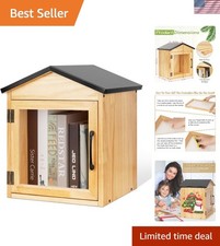 Charming Outdoor Library Box - Elegant Pine Wood Literature Exchange for Comm...