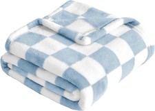 Yurhap Checkered Baby Blanket Fleece Blankets for Boys, 30"x40", Blue