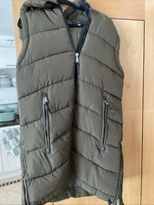 Olive Green Long Quilted Gillet,XXL