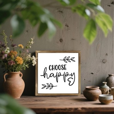 Funny ''Choose Happy'' Leaf Wooden Sign Farmhouse Home Decor Inspirational Gift