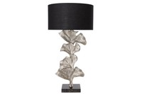Tischlampe 90 Cm Stoff Metall Ginko BläTter In Silber Schwarz E27 Tischleuchte