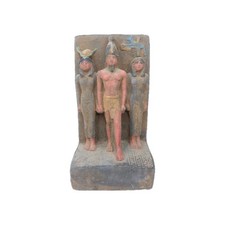 UNIQUE ANCIENT EGYPTIAN Statue Stone King Menkaure, Isis Amun Hathor Sculpture 