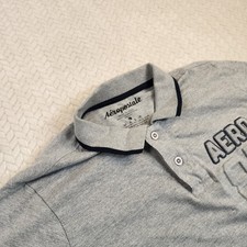 Aeropostale Mens Gray Polo Shirt Aero 87 Short Sleeve Casual Size L