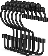 Black Shower Curtain Hooks Ring, 12 Pcs Double Sided Shower Hooks, Rust