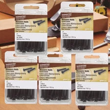 5 Packs Hillman MASONRY NAILS 3" Hardened Steel Fluted Shank Flat Head 