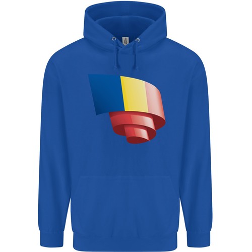 Curled Romania Flag Romanian Day Football Childrens Kids Hoodie - Picture 9 of 39