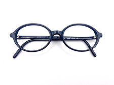 Vintage Anne Klein Eyeglasses Black Oval Acetate Y2K Frames NOS Italy