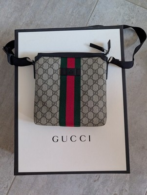 Original GUCCI Messenger Bag GG Supreme Web Umhängetasche Schwarz / Beige