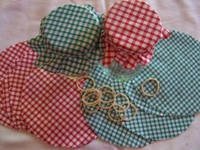 10/20/30/50 Large Gingham fabric jam jar covers / toppers with bands
