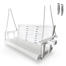 5FT 3-Seater Porch Swing with Cup Holders,Outdoor Bench Swing,Heavy Duty 880 Lb