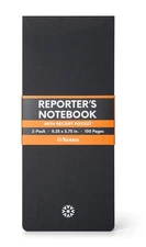 Reporter's Notebooks 2-Pack | Black Pocket Spiral Reporter Notepads for Journ...