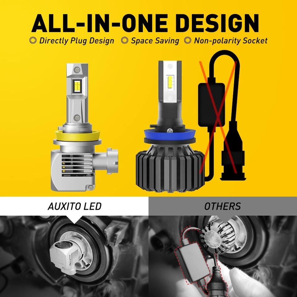 For Honda Accord Sedan 4-Door 2006-2012 6x LED Headlight Bulbs + Fog Light Kit - Image 2 of 4