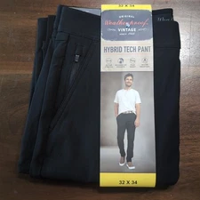 NEW Weatherproof Vintage Men's 32 x 34Hybrid Tech Pants Regular Taper Black