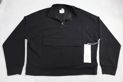 Womens M Medium Kyodan Black Mock Collar Elite Top 1/4 Zip Long Sleeve NEW