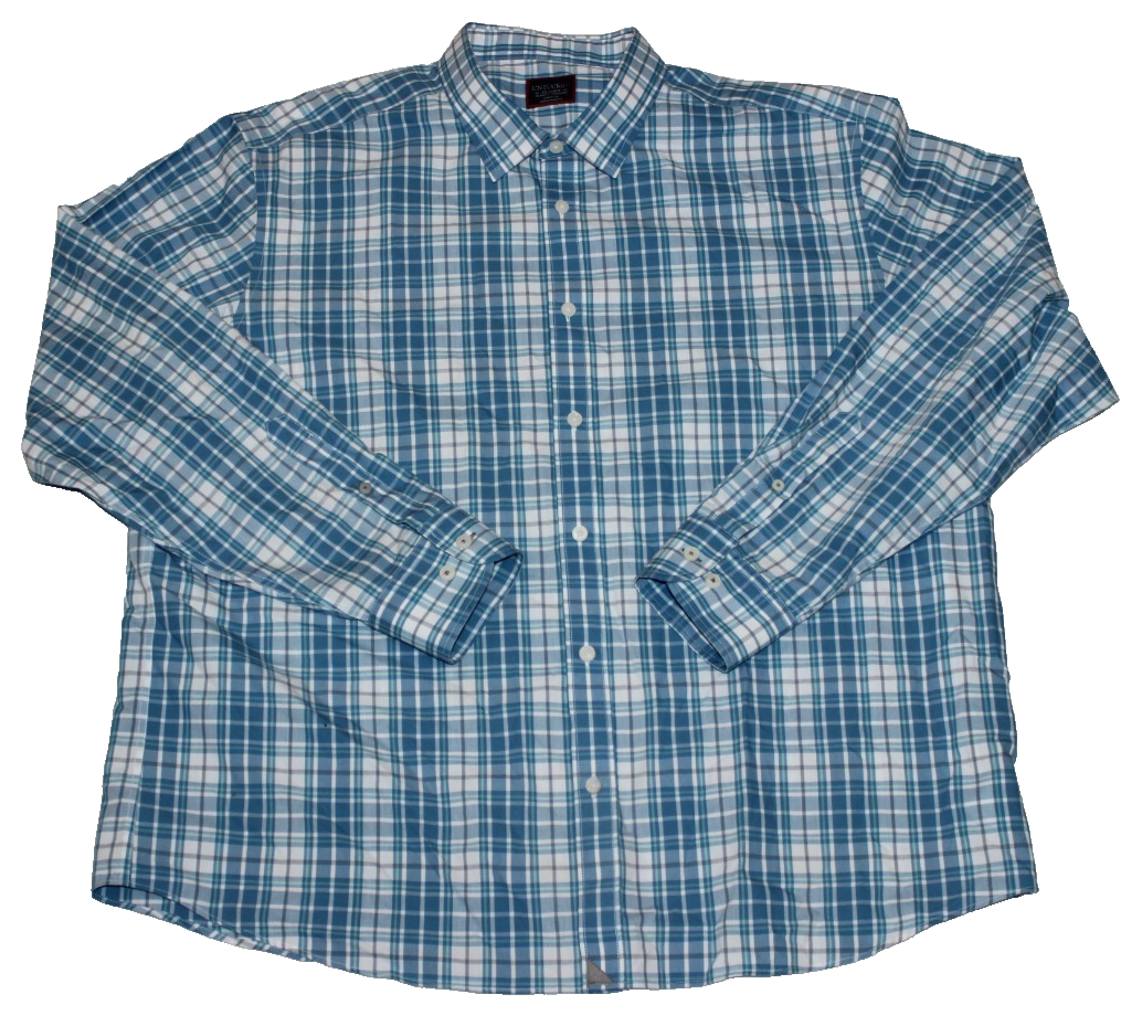 UNTUCKit Men’s Maxville WF Button Up Shirt Size XXL Blue Plaid Long Sleeve 40460