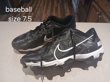 Nike Baseball Cleats Black White US Size 7.5 Athletic Sport Footwear Shoes
