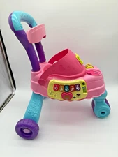 VTech Cutie Paws Puppy Dog Stroller Push Along Pet Carrier Kids Musical WORKING!