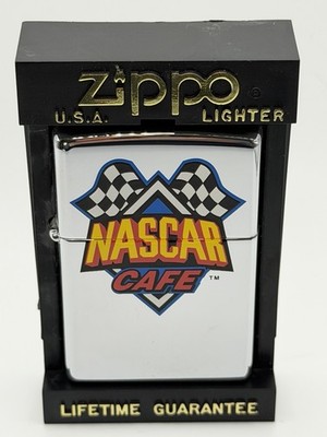 Rare Vintage 1997 NASCAR Cafe HP Double Sided HP Chrome Zippo Lighter New B16