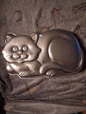 Molde para pasteles de aluminio Wilton 1987 vintage Kitty Cat #2105-1009 en muy buena condición