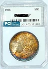 1896-P  Gem BU ++++  Morgan Dollar Monster Rainbow Toned Reverse