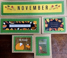 Sewn Premade Scrapbook Page/Sewn Mat Set - 5 pieces: November