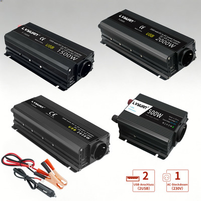 12V 230V Wechselrichter 500W 700W 1000W 1300W USB Auto Camping Spannungswandler