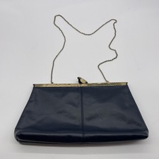 Etra 1960's Blue Vintage Envelope Clutch Metal Chain Mid Century