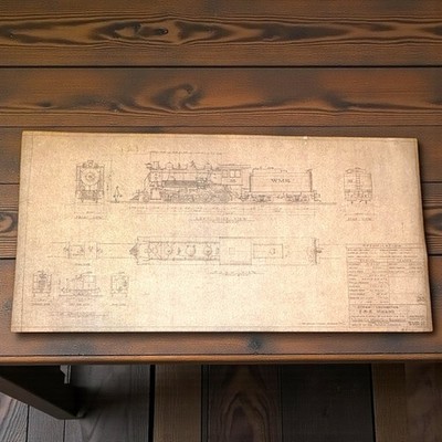 Vintage Steam Locomotive Blueprint 2-8-2 Mikado Wasatch Mountain Railway
