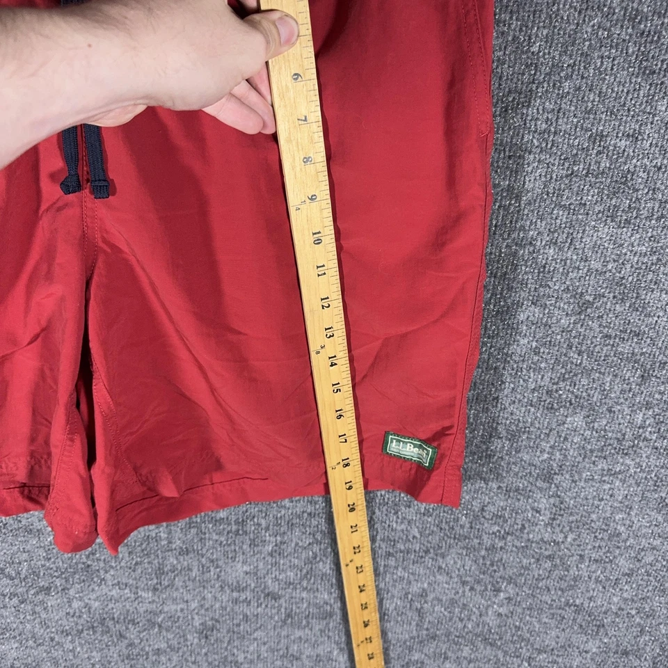 L.L. Bean Shorts Mens Large Red Nylon Swim Trunks Mesh Lined Drawstring Board - Image 4 of 4