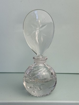Unique Vintage Irice Cut Glass Crystal Perfume Bottle Made In West Germany 5''H