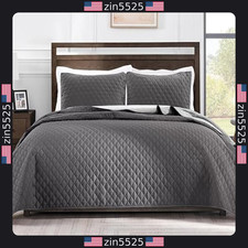 Exclusivo Mezcla Ultrasonic Reversible Queen Quilt Set with Shams - Grey 90"x96"