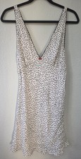Wild Fable Mini Babydoll Dress S White Black Polka Dot V-Neck Boho NWT