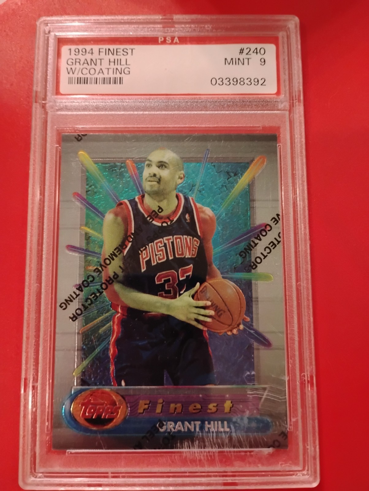 1994 Topps Finest Grant Hill Rookie Card RC PSA 9 W/Film Basketball Hall Of Fame