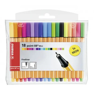 STABILO Fineliner point 88 Mini, 18er Kunststoffetui 1 bis 40 Stk SPARE 41%
