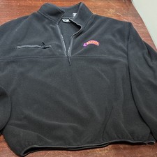 Vintage Yahoo! Logo Black 1/4 Zip Fleece Pullover Sweatshirt XL
