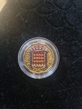 Commemorative 1964 Gold Plated & Enamelled Threepence Coin