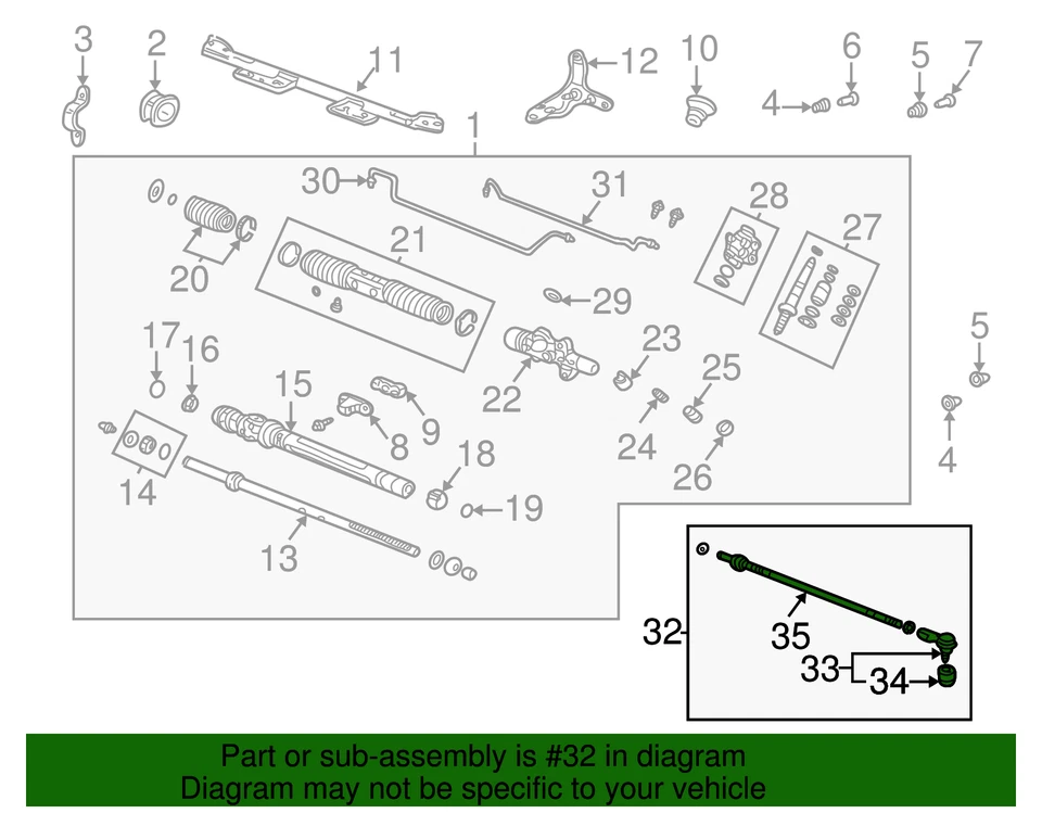 Conjunto de varilla de amarre genuina Honda 53541-SCV-A01 Foto 3 de 3