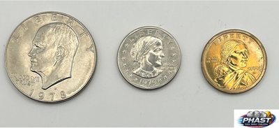 #ad Old US Coin lot of 3 Eisenhower Susan B Anthony and Sacagewea Presidential $6.99