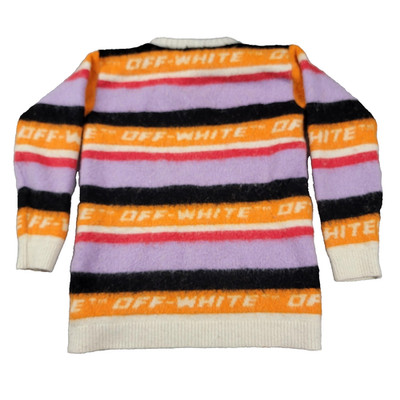 Off-White Sweater Kids Size 10 Multi-Color Stripe Logo Alpaca Wool Blend (974)