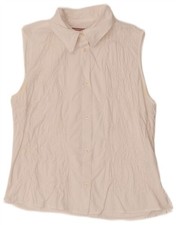 Marlboro Classics Damen ärmelloses Shirt Bluse UK 14 Large weiß Blumenmuster CP10