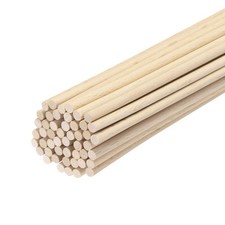 50pcs Round Wood Sticks 1/4"x6" Dowel Rod Unfinished Hardwood Stick Craft Twigs