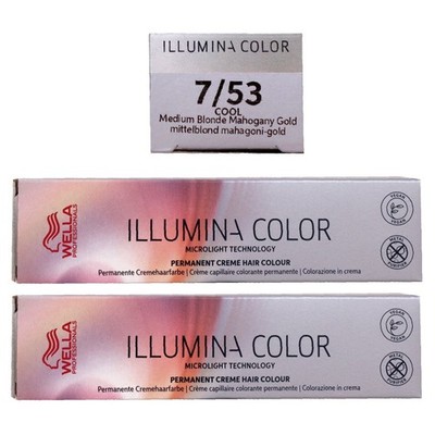 Wella Illumina 2 x 60 ml 7/53 mittelblond mahagoni gold Set