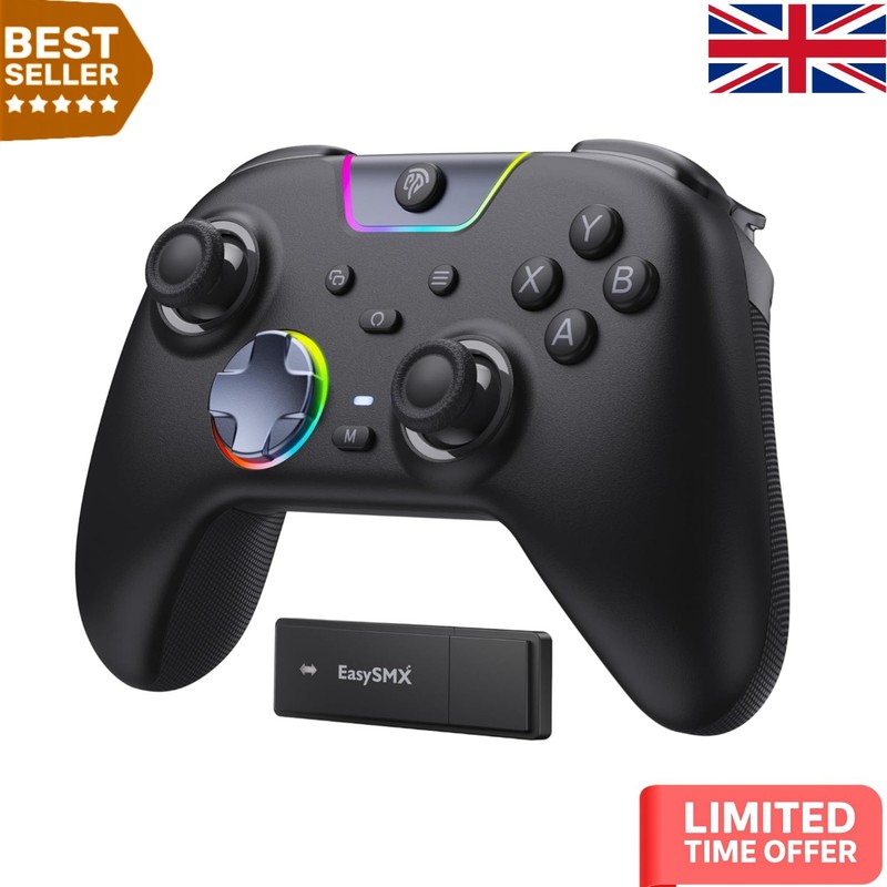 Ergonomic X05 Pro Wireless Controller - Low-Noise, RGB, 1000mAh Battery for PC