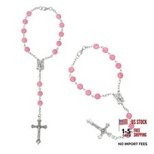Car Rosary for Rearview Mirror, 2PCS Personalized Rear View Cross Blessing