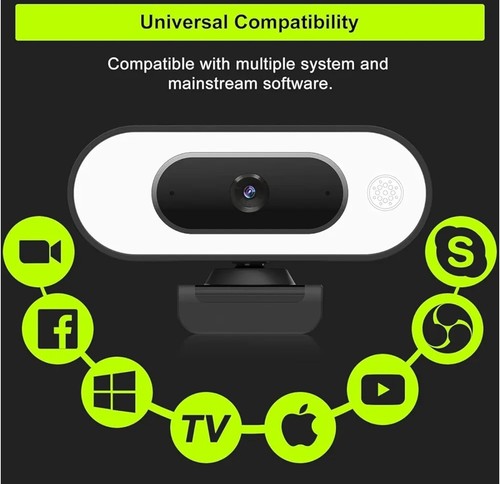 Webcam with Ring Light Microphone - Streaming Web Camera, 1080P Full HD - Picture 7 of 7