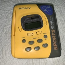 Sony Sports WM-SXF44 AM/FM Cassette Walkman Yellow Waterproof Read Description