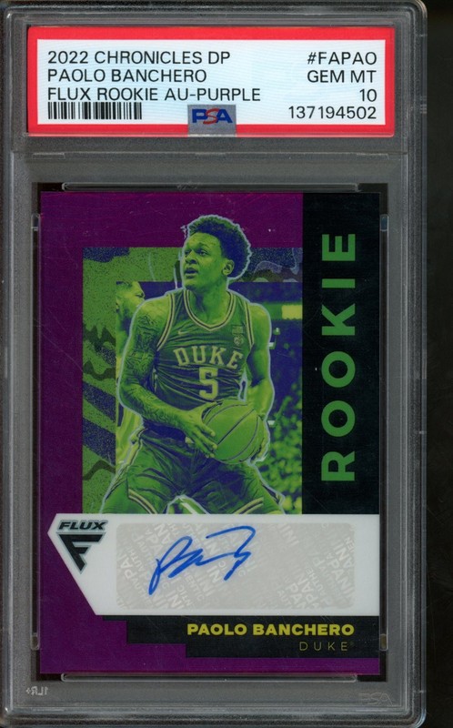 2022 Panini Chronicles DP Paolo Banchero Flux Purple /25 Auto PSA 10 #FA-PAO RC